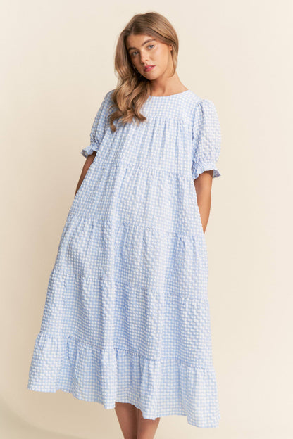 Checkered Swiss Dot Maxi Dress