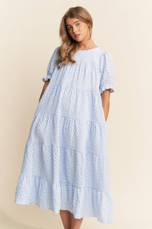 Checkered Swiss Dot Maxi Dress