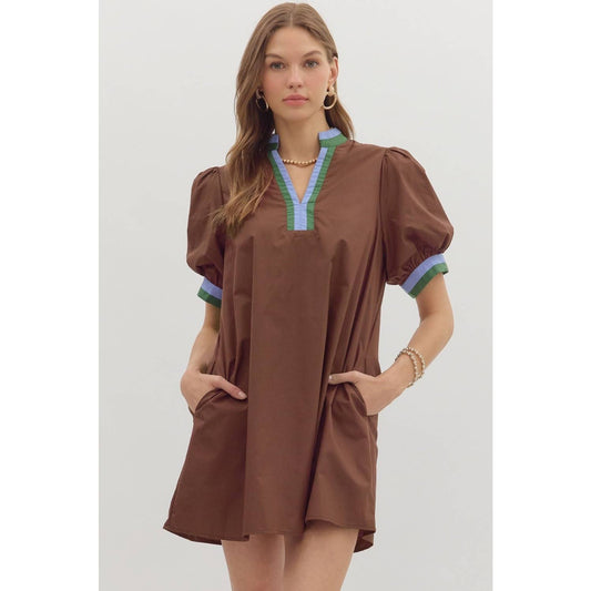 Solid Short Sleeve Pullover Mini Dress