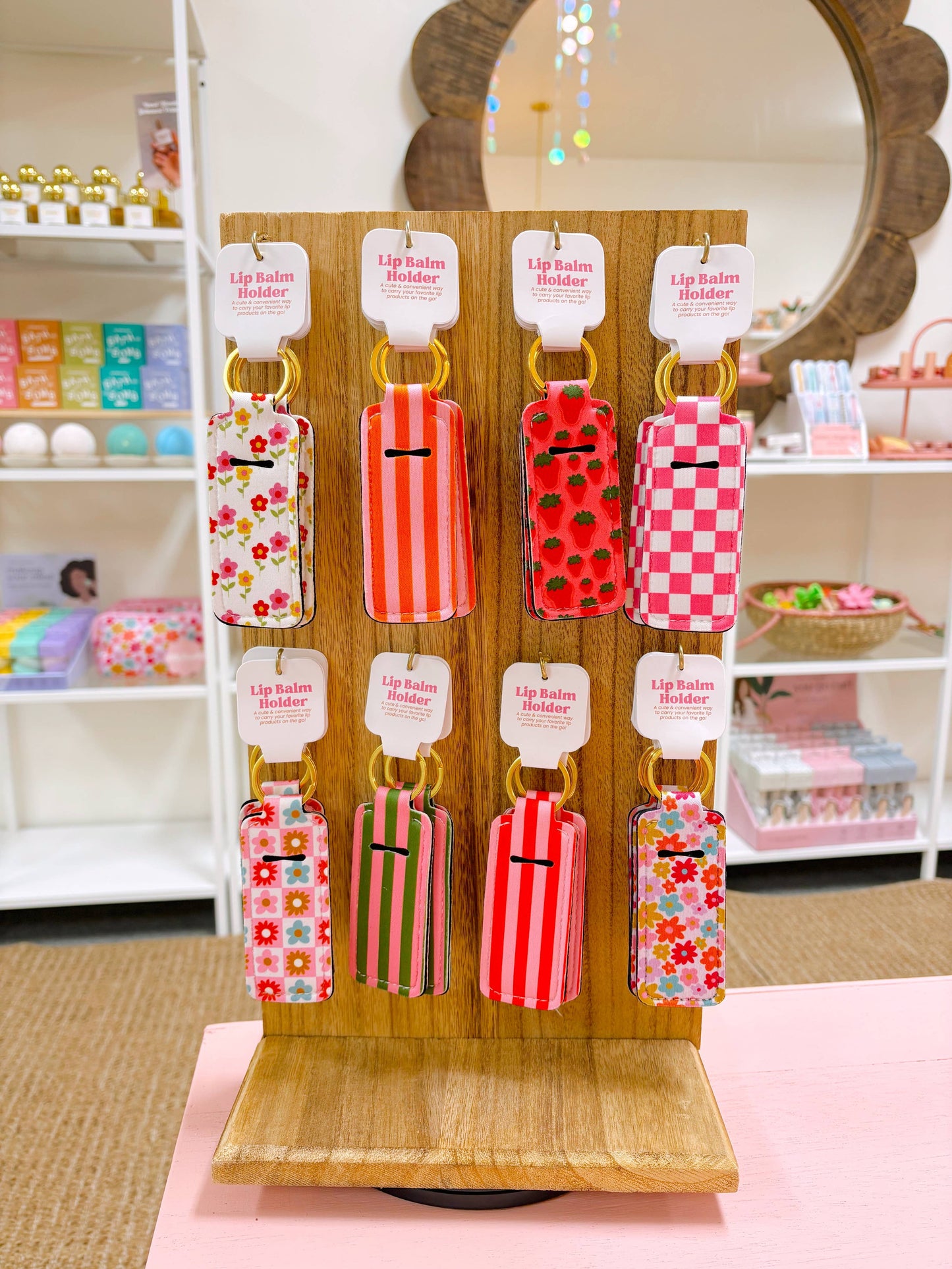 Lip Balm Keychain Holder - Floral Medallion
