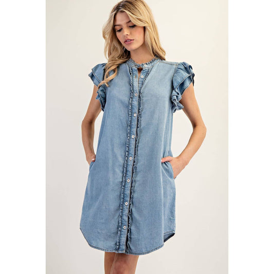 Ruffle Sleeve Mini Dress