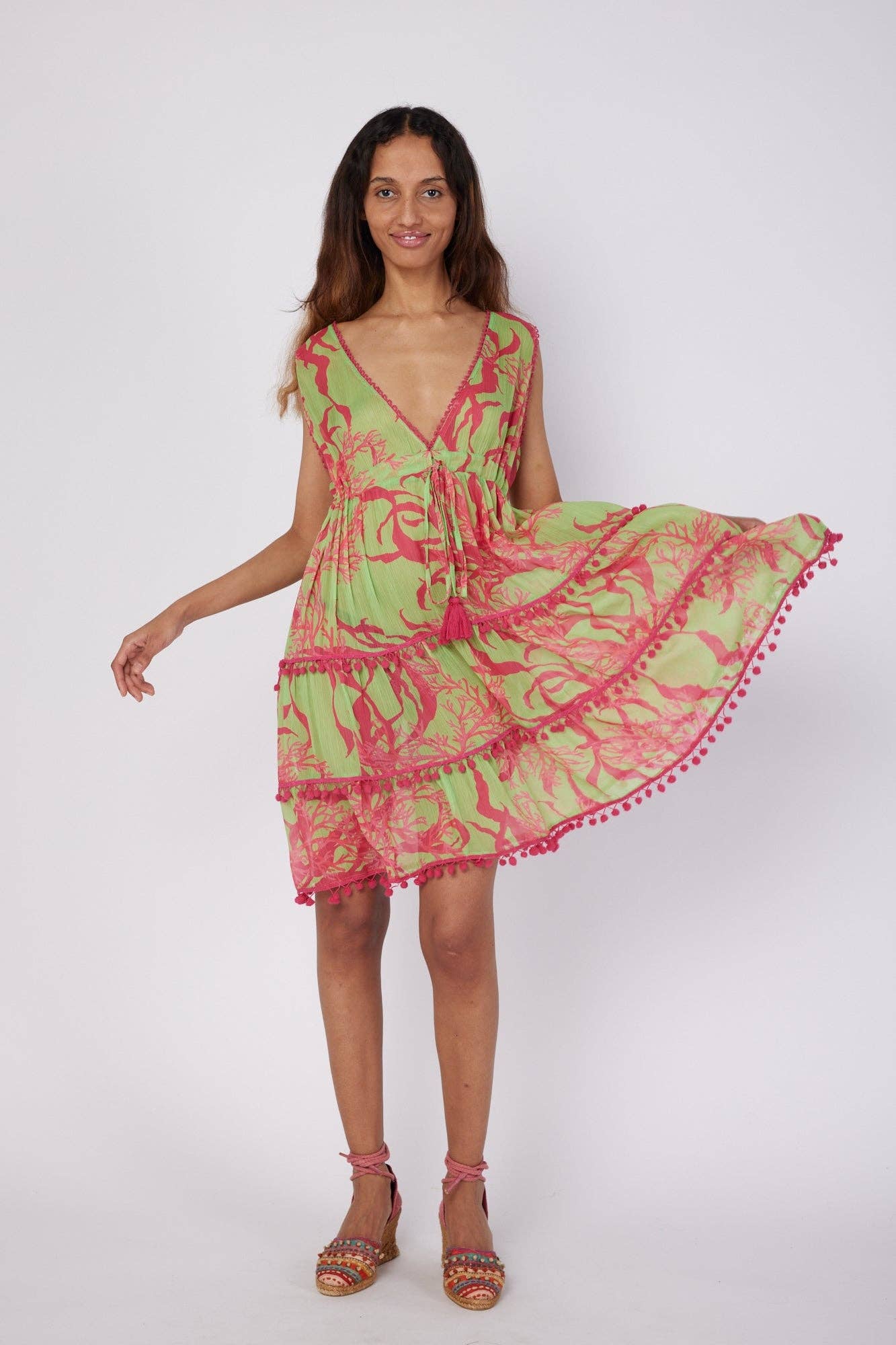 Paula Cover Up Resort Spring Summer Dress Pink Green Spring