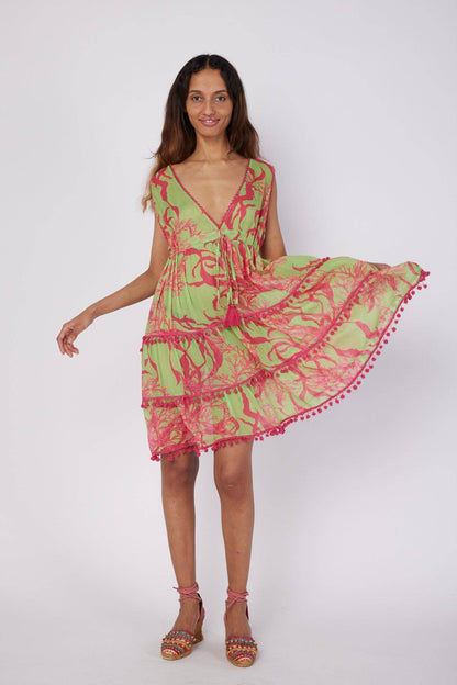 Paula Cover Up Resort Spring Summer Dress Pink Green Spring