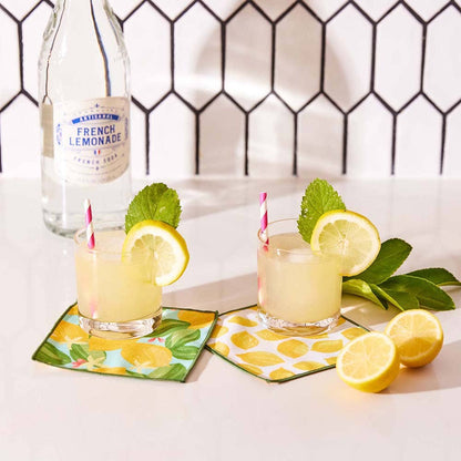 LEMON BLOSSOMS Reusable Eco Cocktail Napkins, set of 8