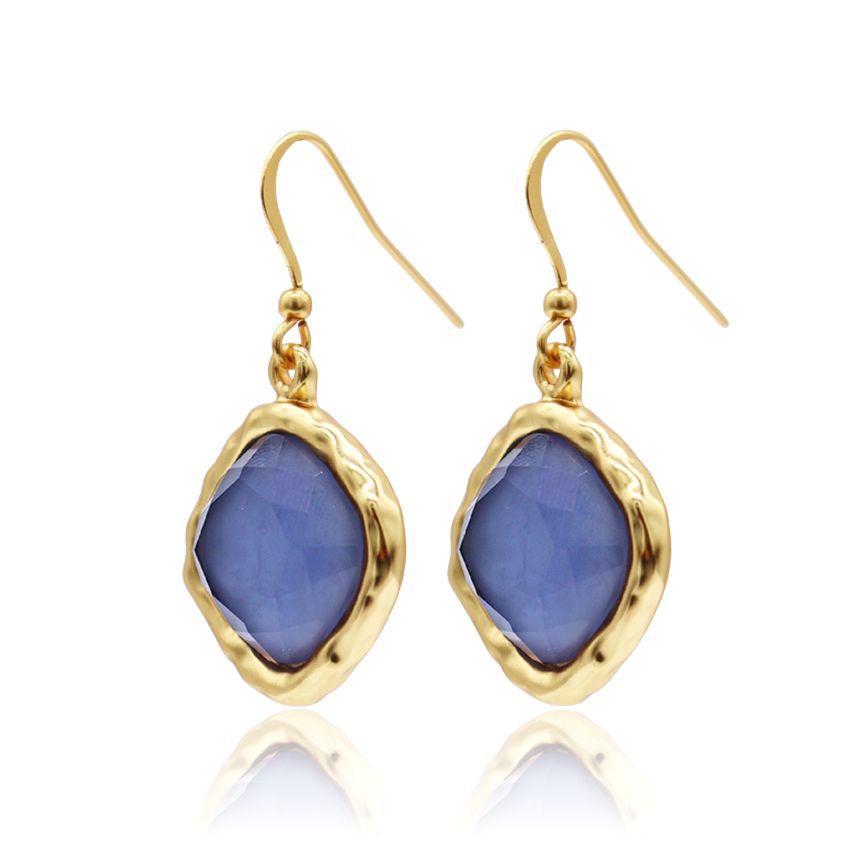 Mocha Stone Drop Earrings - 24K Gold Plated