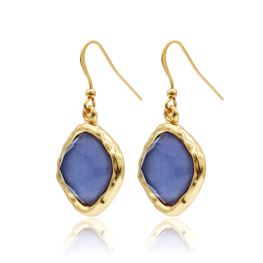 Mocha Stone Drop Earrings - 24K Gold Plated