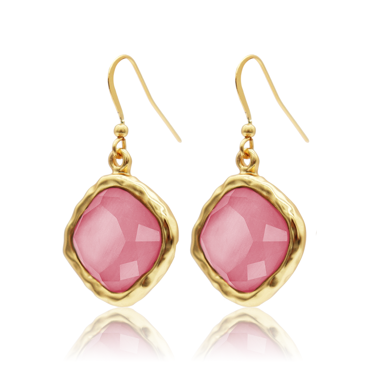 Mocha Stone Drop Earrings - 24K Gold Plated