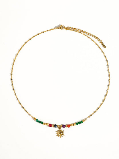 Olimpia 18K Gold Sun Necklace with Beads