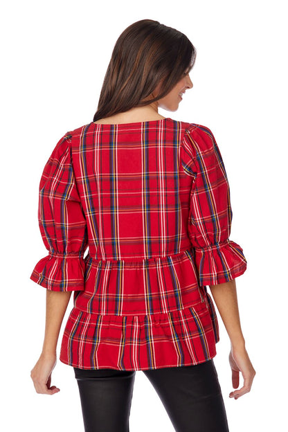 Red Ashford Plaid Top