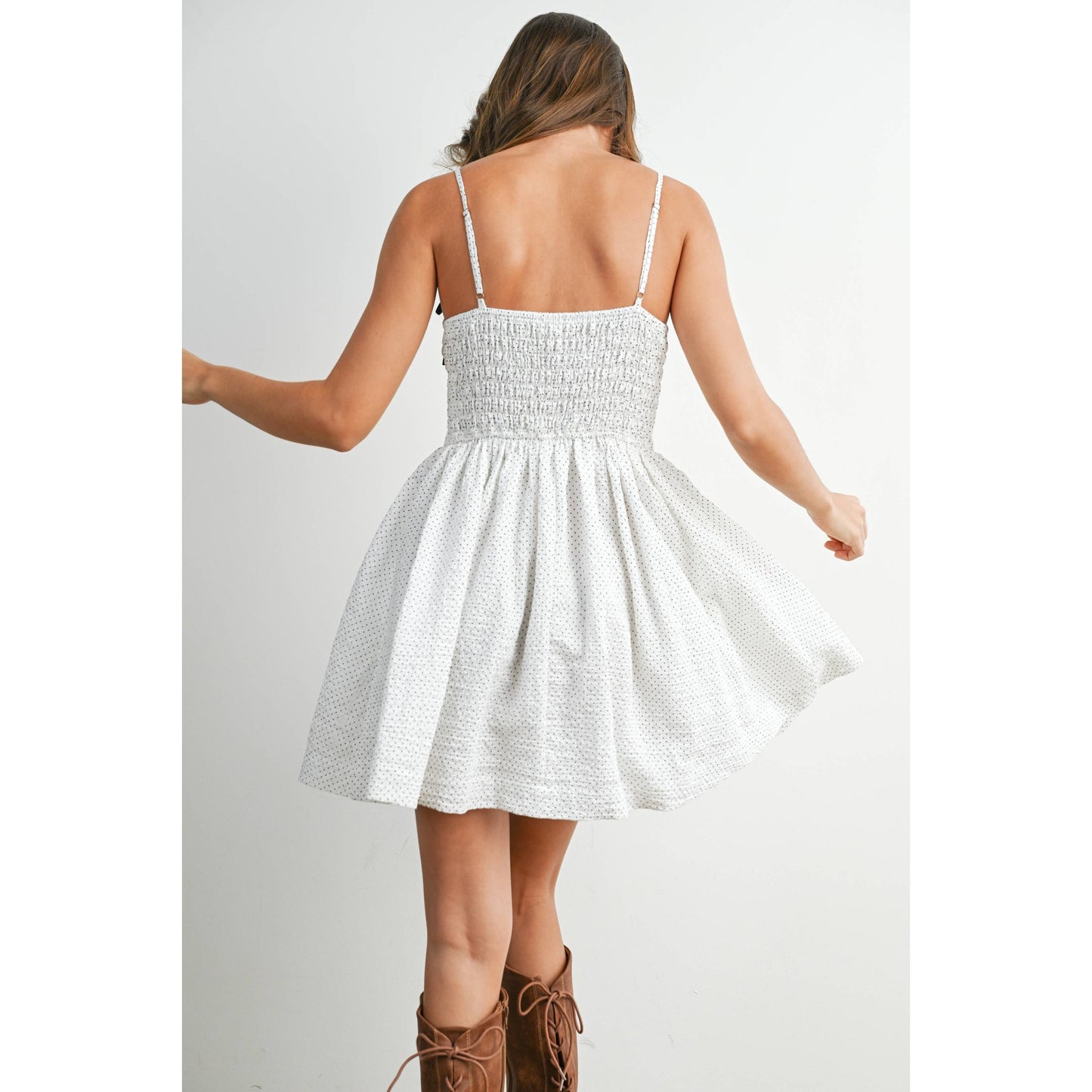 Polka Dot Thin Strap Fit & Flare Dress