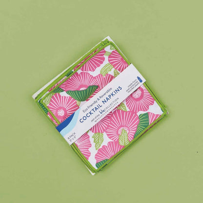 POPPY PAPAVER Reusable Eco Cocktail Napkins, set of 8