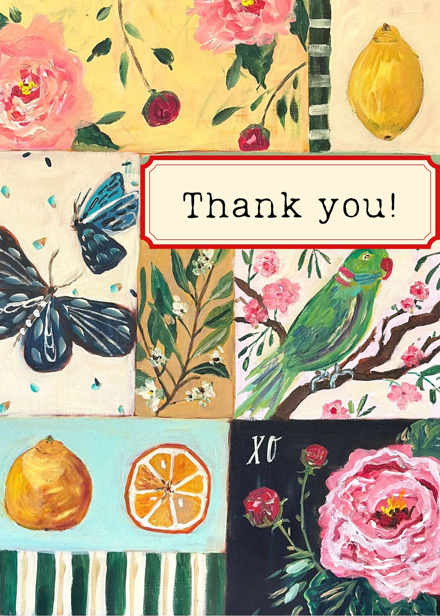 Botanical Mosaic Thank You Greeting Card