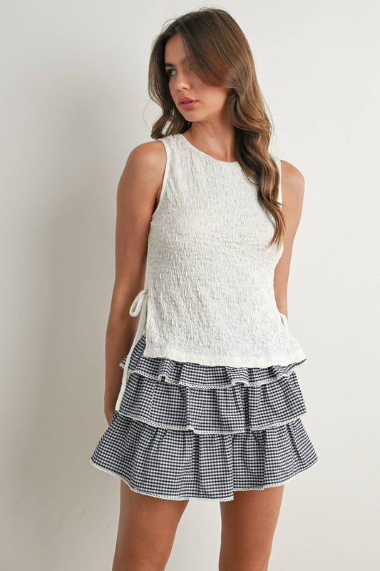 Ivory Texture Side Tie Top
