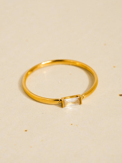Côme 18K Gold Non-Tarnish Minimalist Thin CZ Band SIZE 7