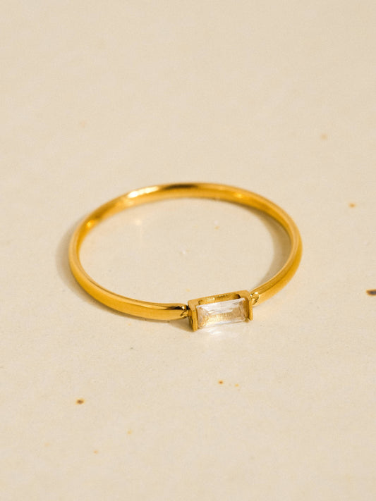 Côme 18K Gold Non-Tarnish Minimalist Thin CZ Band SIZE 7