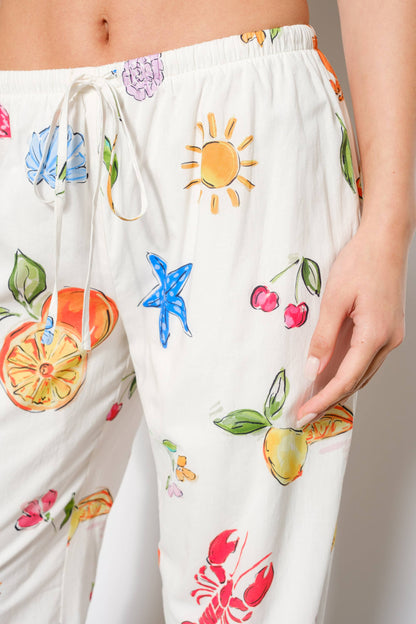 Summer Print Drawstring Pants