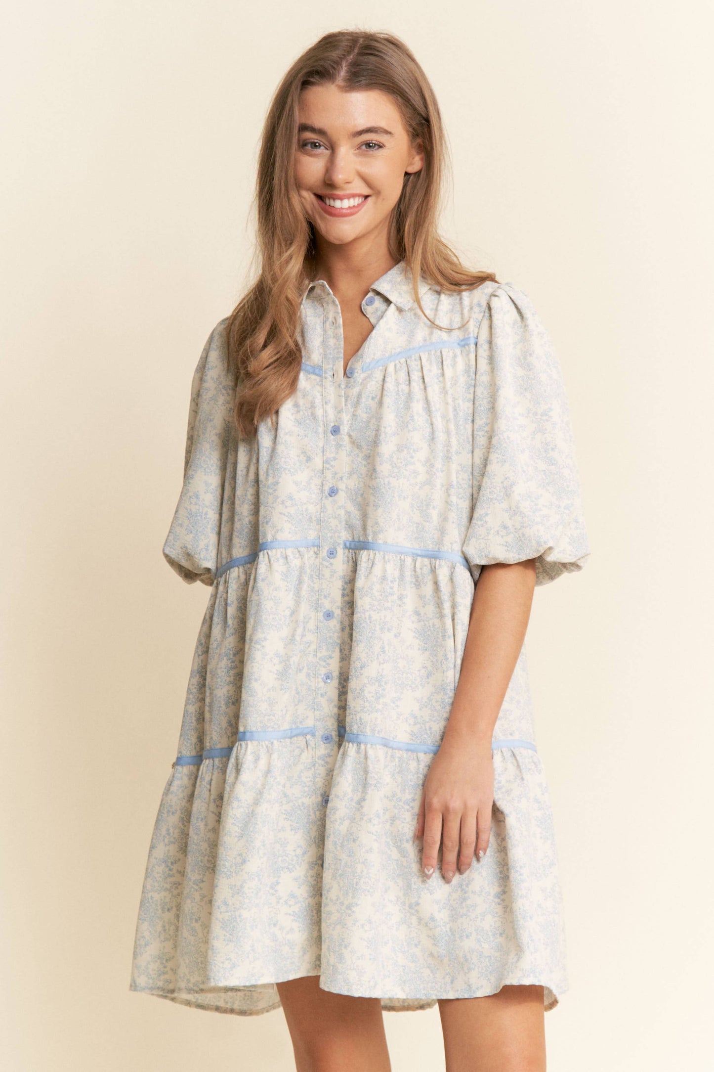 Floral Print Button Down Tunic Dress