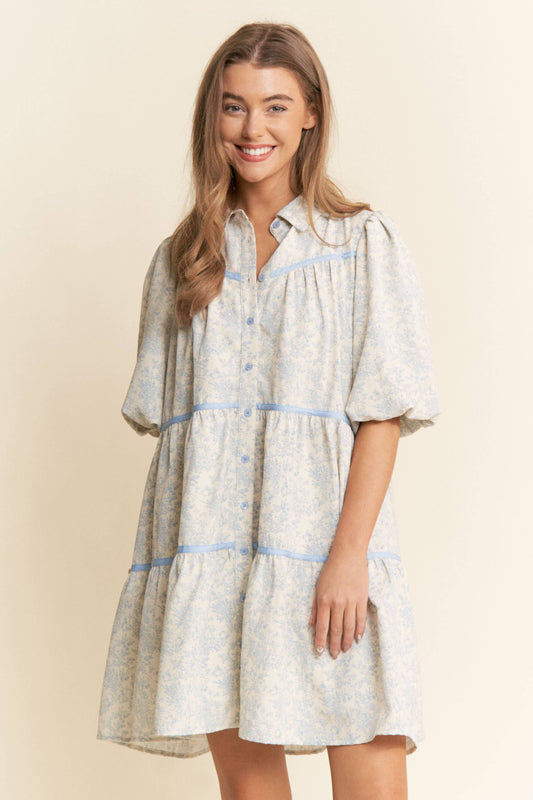 Floral Print Button Down Tunic Dress