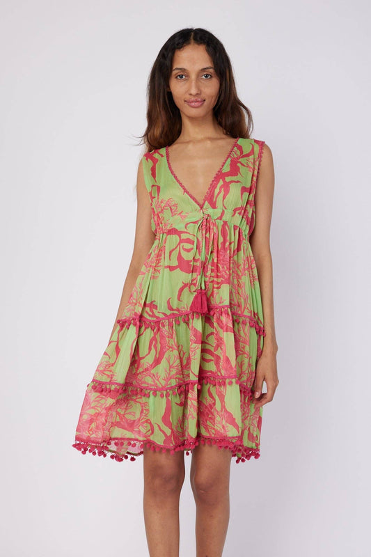 Paula Cover Up Resort Spring Summer Dress Pink Green Spring