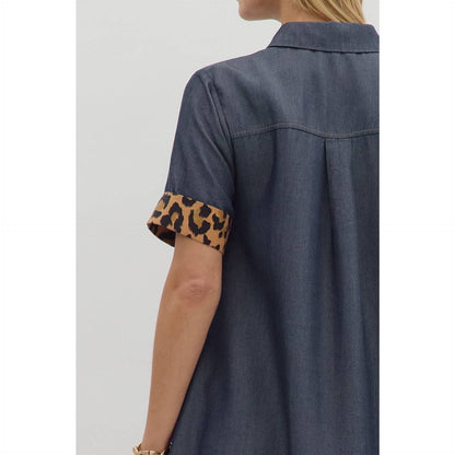 Chambray Collar Mini Dress