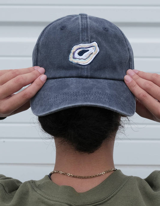 Oyster Embroidered Hat, Washed Navy