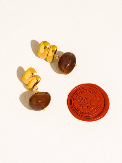 Annina 18K Gold Non-Tarnish Agate Drop Earrings