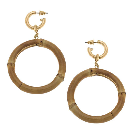 Felicity Bamboo Drop Hoop Earrings in Natural