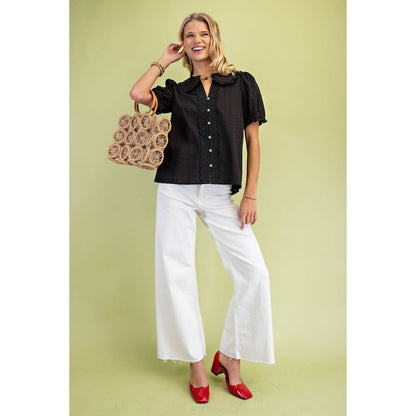 Peter Pan Collar Puff Sleeve Blouse