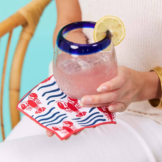 LOBSTER WAVES Reusable Eco Cocktail Napkins, set of 8