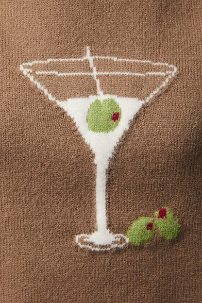 MOCK NECK LONG SLEEVE MARTINI GRAPHIC SWEATER