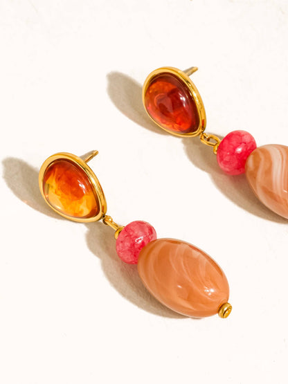 Burée 18K Gold Non-Tarnish Boho Beaded Earrings