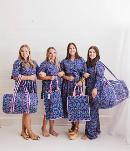 Resort Floral Block Print Mini Caftan | Midnight Chapel