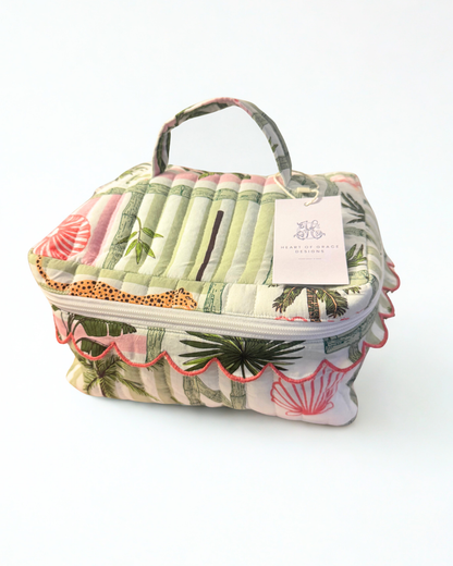 Resort Travel Palm Postal Luxe | Quilted Cosmetic Set