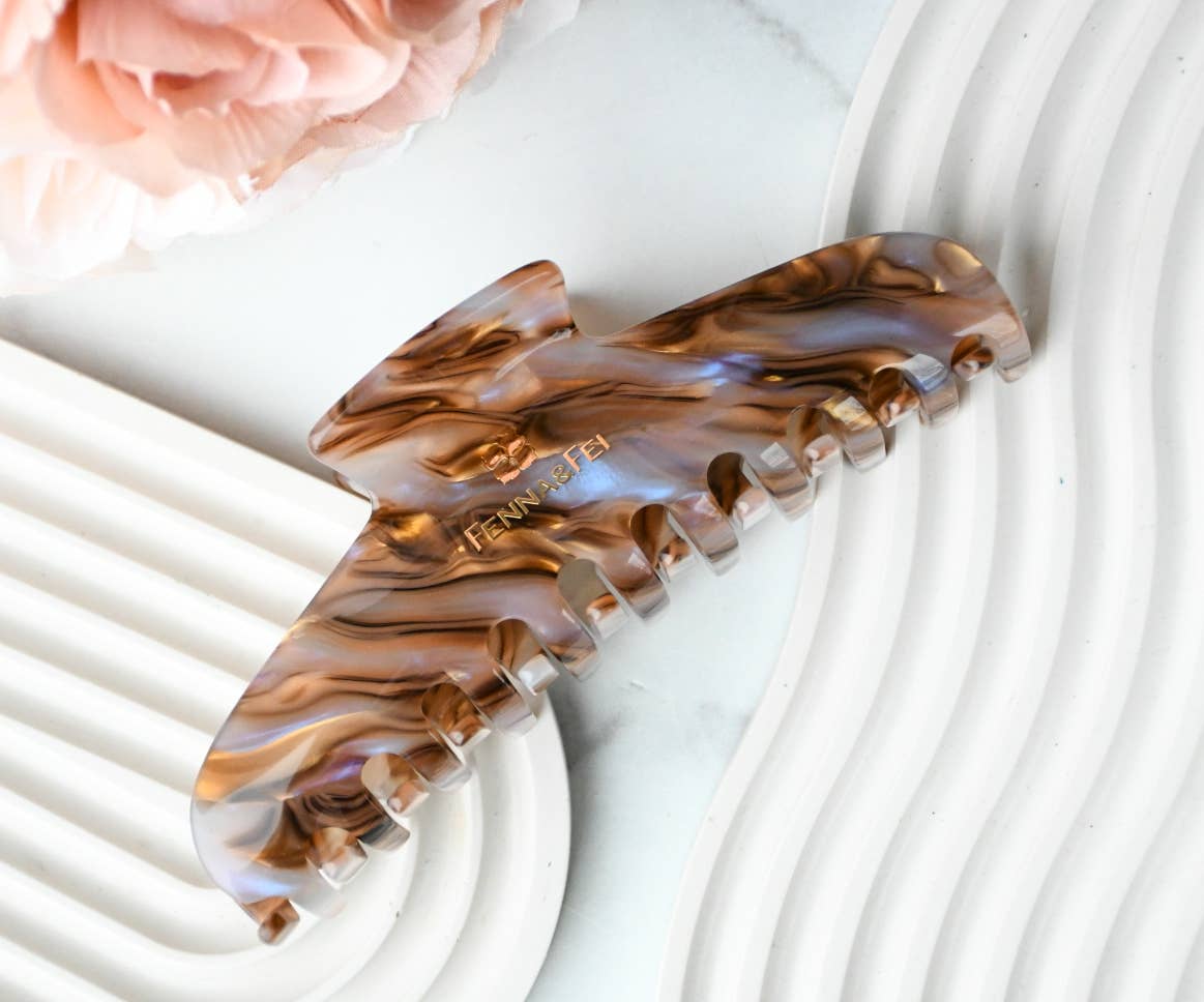 Fenna and Fei XL Claw Clip in Mocha Swirl