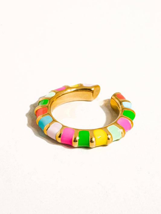 Sardinia 18K Gold Non-Tarnish Colorful Thin Band Ring