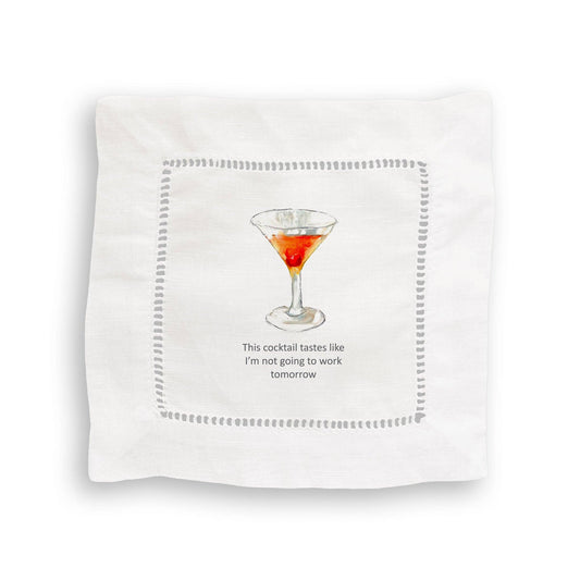 "This Cocktail Tastes Like" Linen Cocktail Napkin