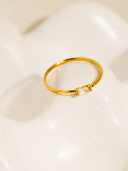 Côme 18K Gold Non-Tarnish Minimalist Thin CZ Band SIZE 7