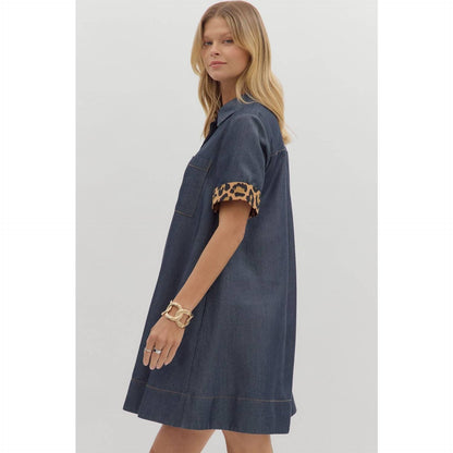 Chambray Collar Mini Dress