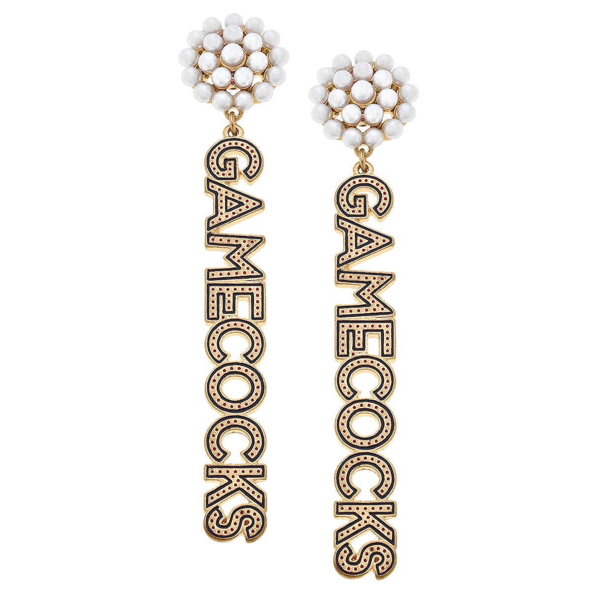 South Carolina Gamecocks Dotted Enamel Drop Earrings