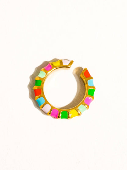 Sardinia 18K Gold Non-Tarnish Colorful Thin Band Ring