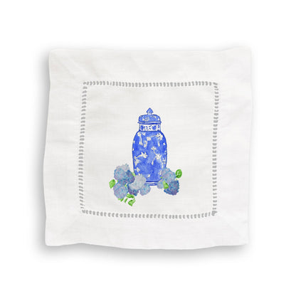 Hydrangea Vases Mixed Linen Cocktail Napkin Set