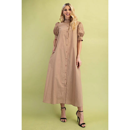Ruffled Collar Midi Dress