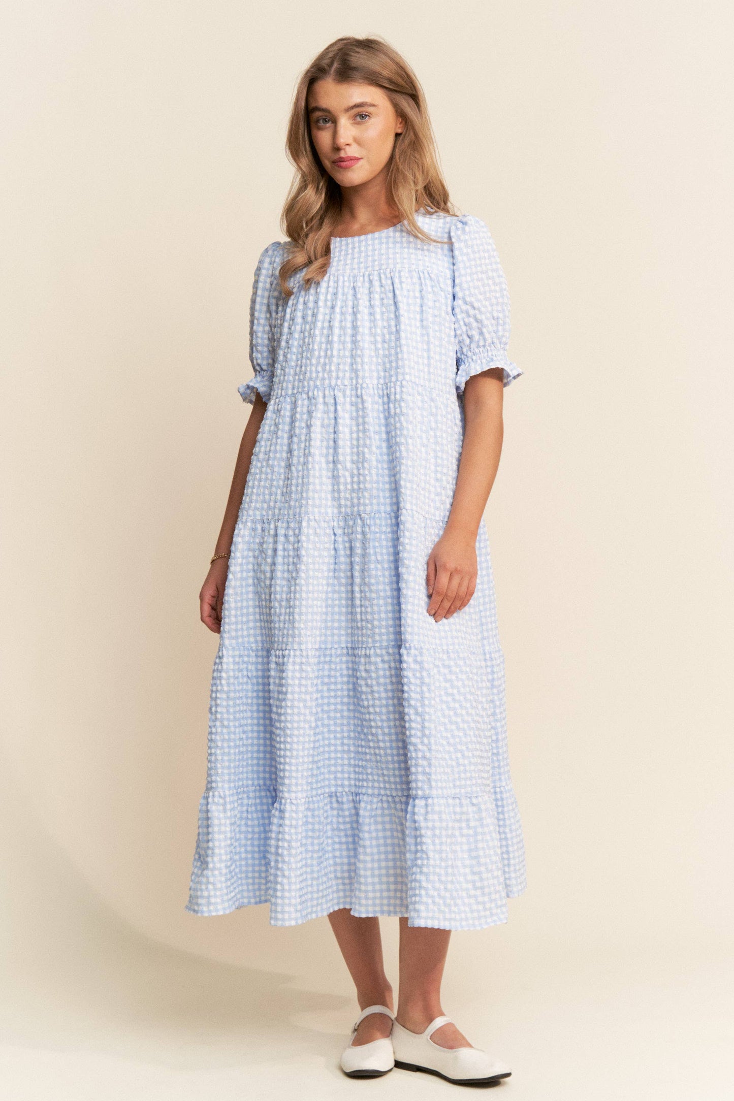 Checkered Swiss Dot Maxi Dress