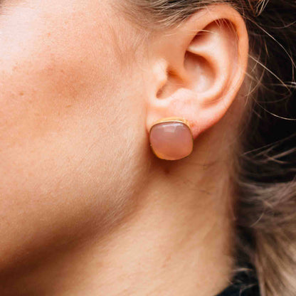 Rose Onyx Stud Earrings
