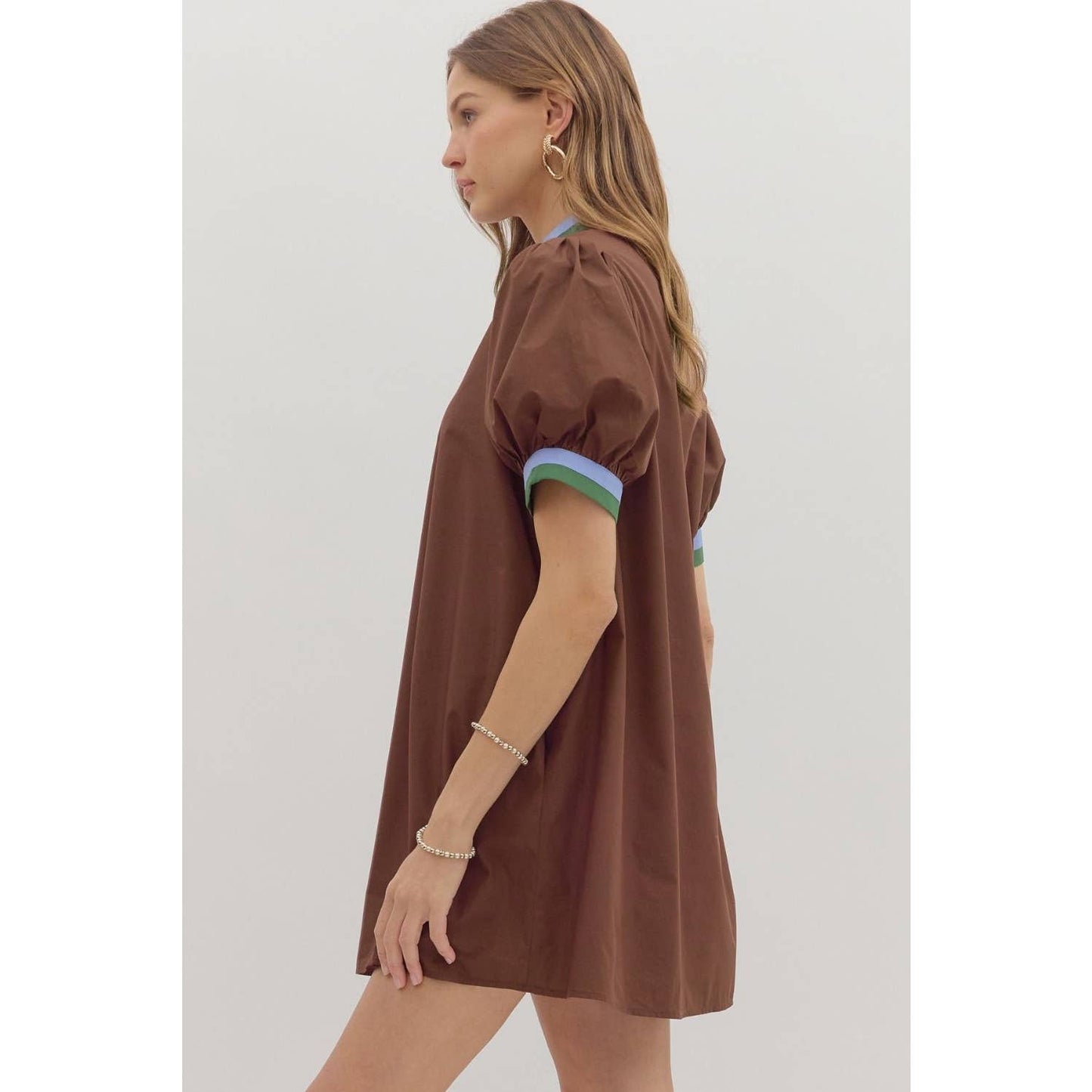 Solid Short Sleeve Pullover Mini Dress