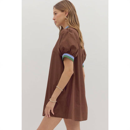 Solid Short Sleeve Pullover Mini Dress