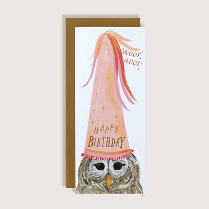 Owl Birthday Hat Happy Birthday Greeting Card
