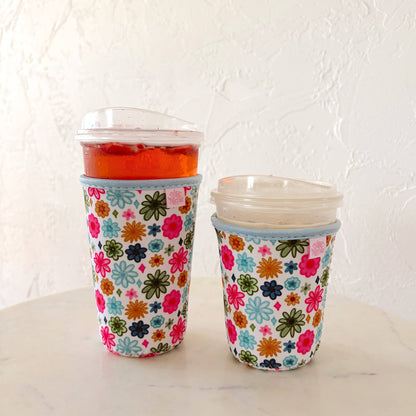 Coffee Cup Cover - Watercolor Florals - Iced Drink Sleeve