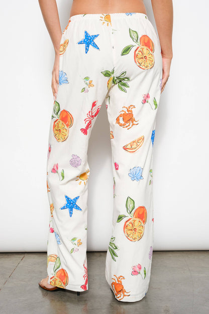 Summer Print Drawstring Pants