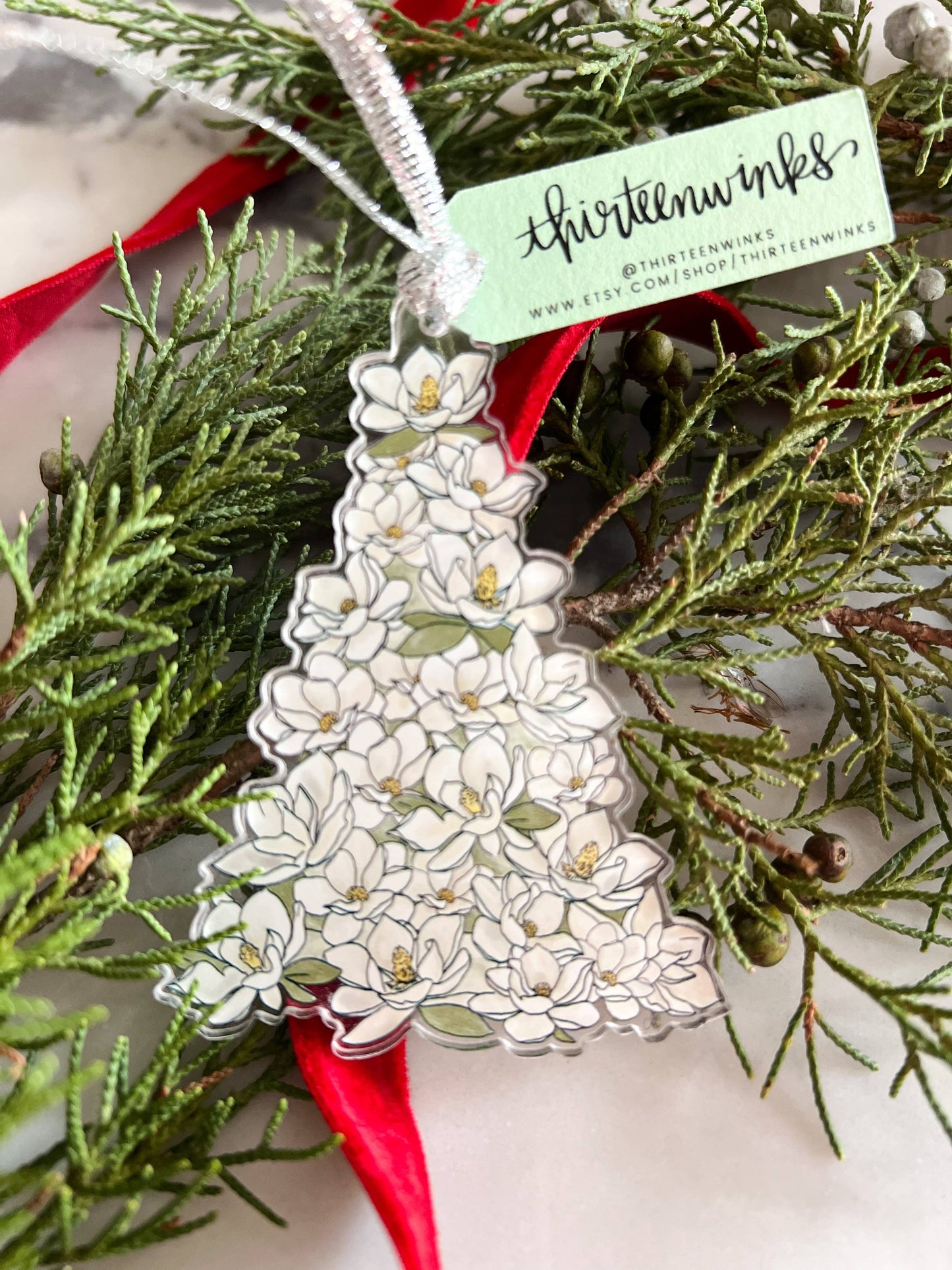 Magnolia Christmas tree ornament